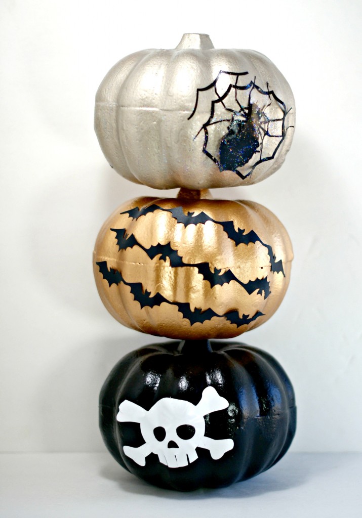 Spray Painted Pumpkins from the Dollar Store 