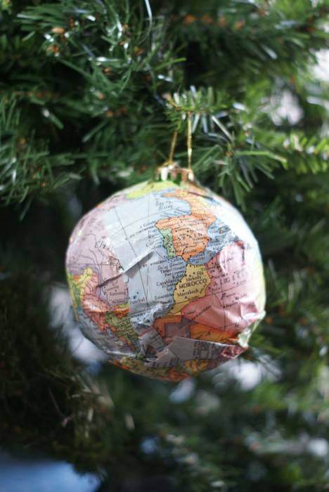 Map Ornament with Mod Podge via @CleverPirate