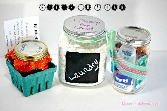 DIY Gifts, Laundry Soap, Soup Mix and Bathroom in a Jar via @CleverPirate