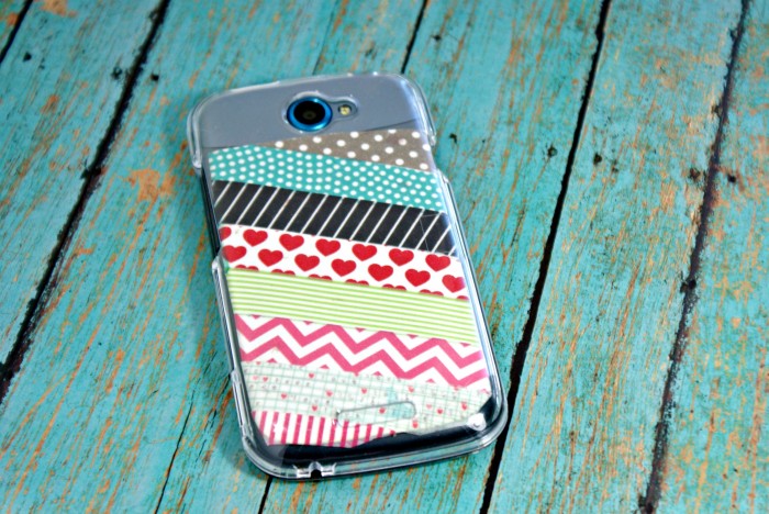 This DIY phone case is made with a clear case and washi tape, under $5!
