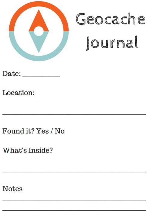 Geocache printable journal for kids. Print multiple pages to start a scrapbook of your geocaching adventures!