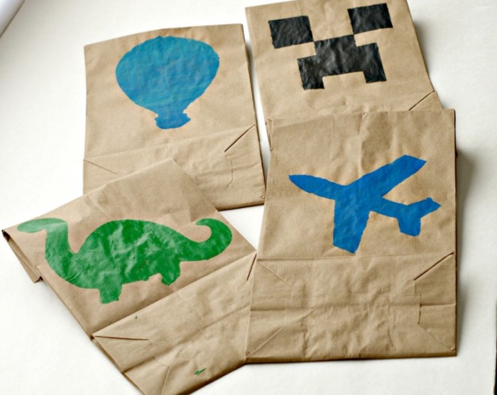 DIY Stenciled Lunch Bags for Boys