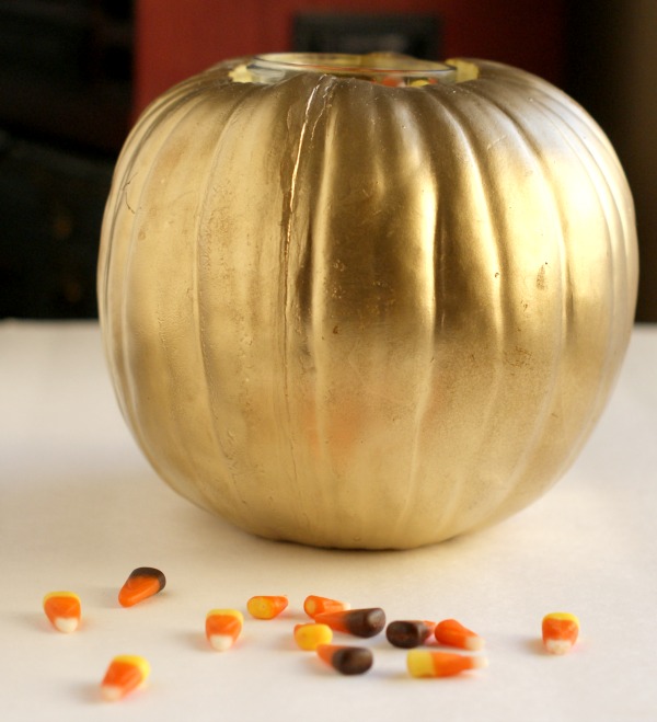 DIY Gold Pumpkin Candy Jar