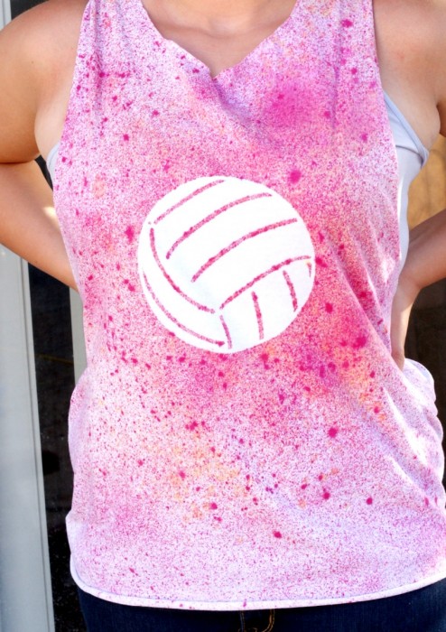  Volleyball Stenciled Splatter Shirt DIY