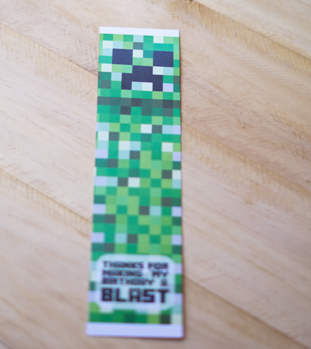 Printable Minecraft Bookmarks for Birthday Parties
