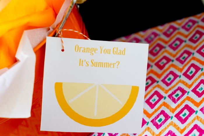 This "Orange You Glad Its Summer" Teachers Gift Basket is all about the color orange and comes with a FREE printable!