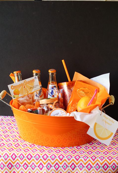 This "Orange You Glad Its Summer" Teachers Gift Basket is all about the color orange and comes with a FREE printable!