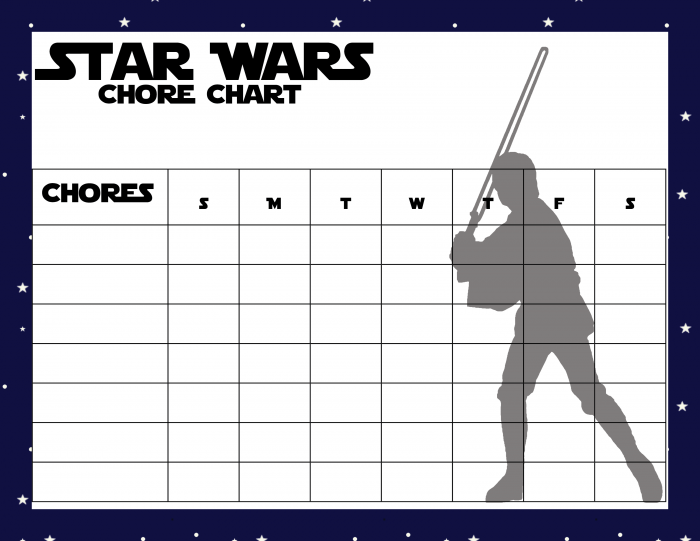 Star Wars Chore Chart - Jedi